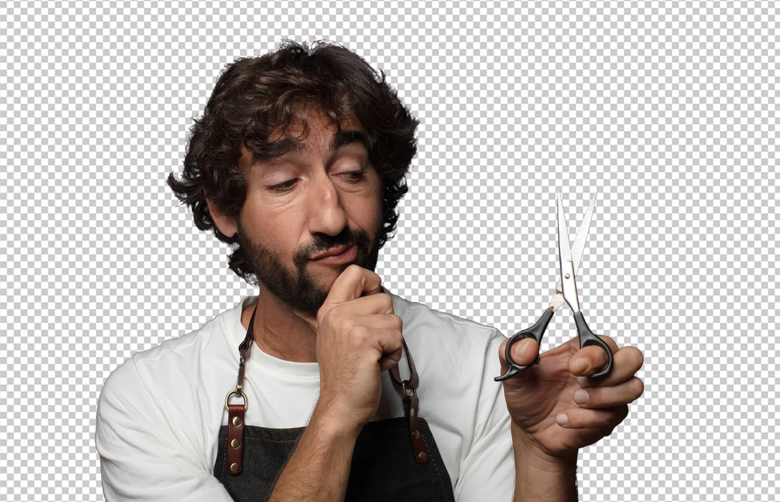 Barbero profesional con barba poblada, retrato cercano